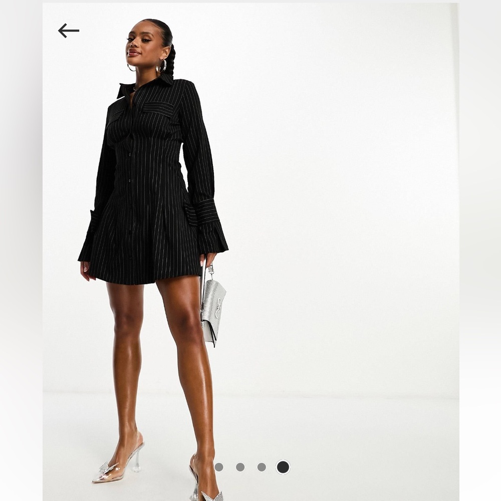 Pinstripe Dramatic Cuff Dress